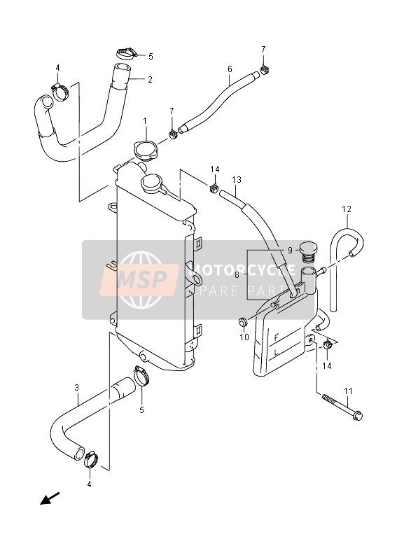 Suzuki AN650Z BURGMAN EXECUTIVE 2014 Radiator Hose (AN650 E19) for a 2014 Suzuki AN650Z BURGMAN EXECUTIVE